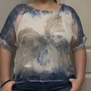 Y2K JM Collection Blue and White Women's Top